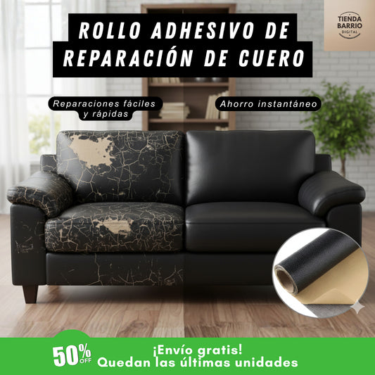 PACK 2 ROLLOS ADHESIVO DE REPARACIÓN DE CUERO 50X150 CM - REPARA DE FORMA FÁCIL Y ECONÓMICA