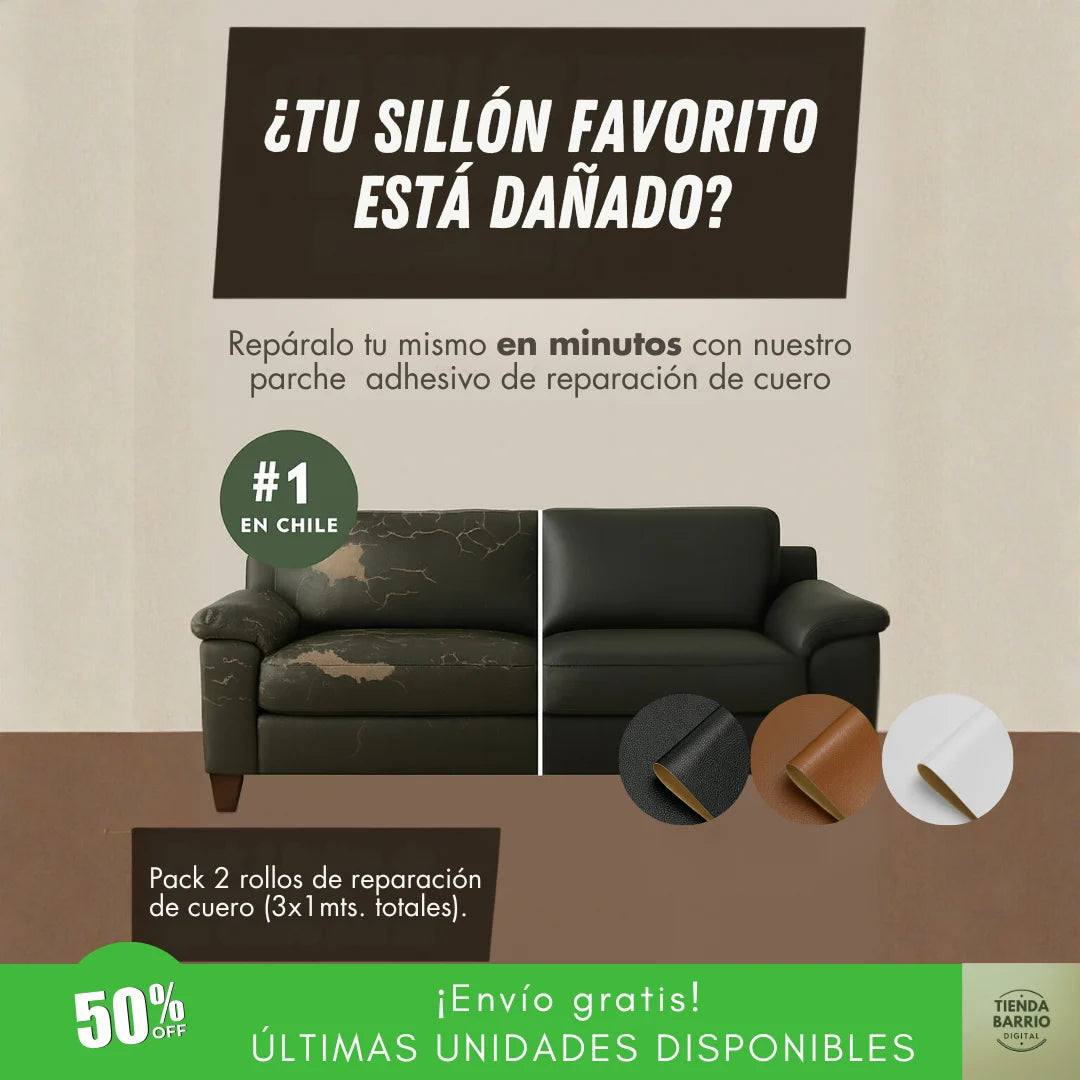 PACK 2 ROLLOS ADHESIVOS DE REPARACIÓN DE CUERO 3X1 METROS- REPARA DE FORMA FÁCIL Y ECONÓMICA