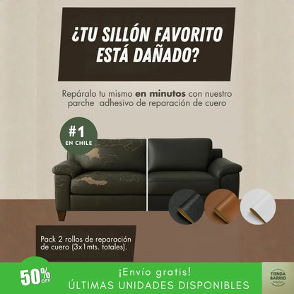 PACK 2 ROLLOS ADHESIVOS DE REPARACIÓN DE CUERO 3X1 METROS- REPARA DE FORMA FÁCIL Y ECONÓMICA