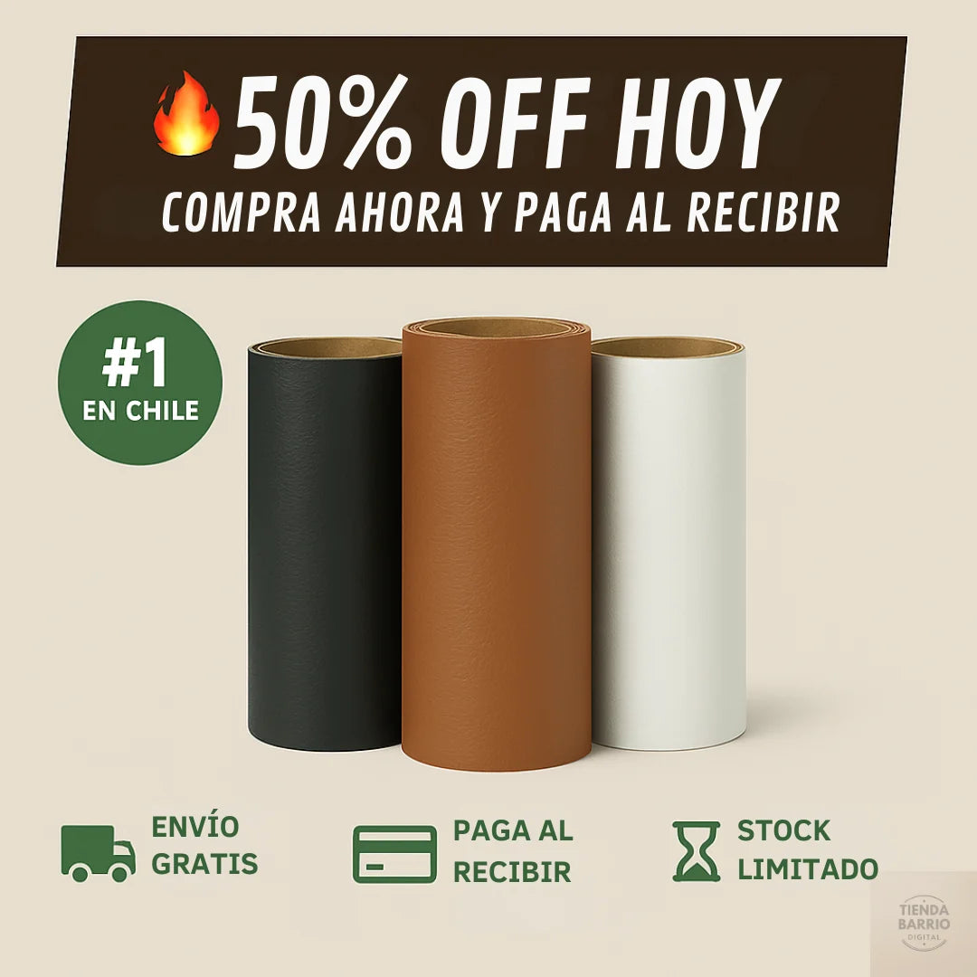 PACK 2 ROLLOS ADHESIVOS DE REPARACIÓN DE CUERO 3X1 METROS- REPARA DE FORMA FÁCIL Y ECONÓMICA