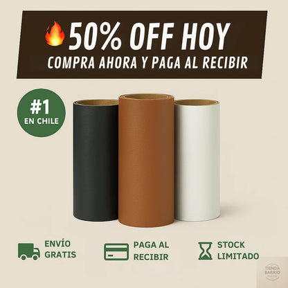 PACK 2 ROLLOS ADHESIVOS DE REPARACIÓN DE CUERO 3X1 METROS- REPARA DE FORMA FÁCIL Y ECONÓMICA