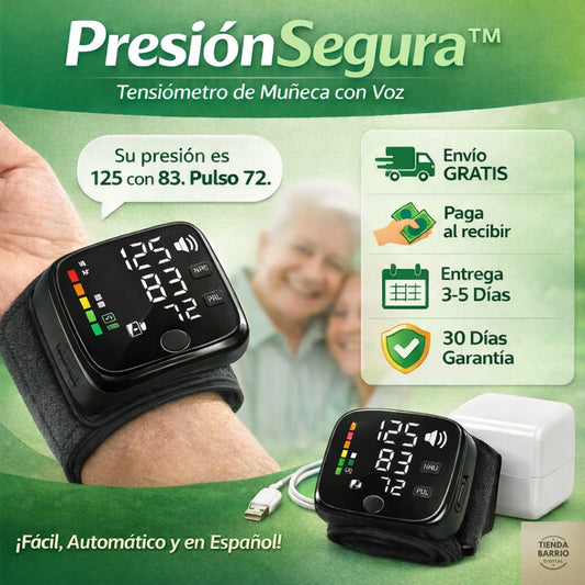 PresiónSegura™— Tensiómetro digital con voz en español