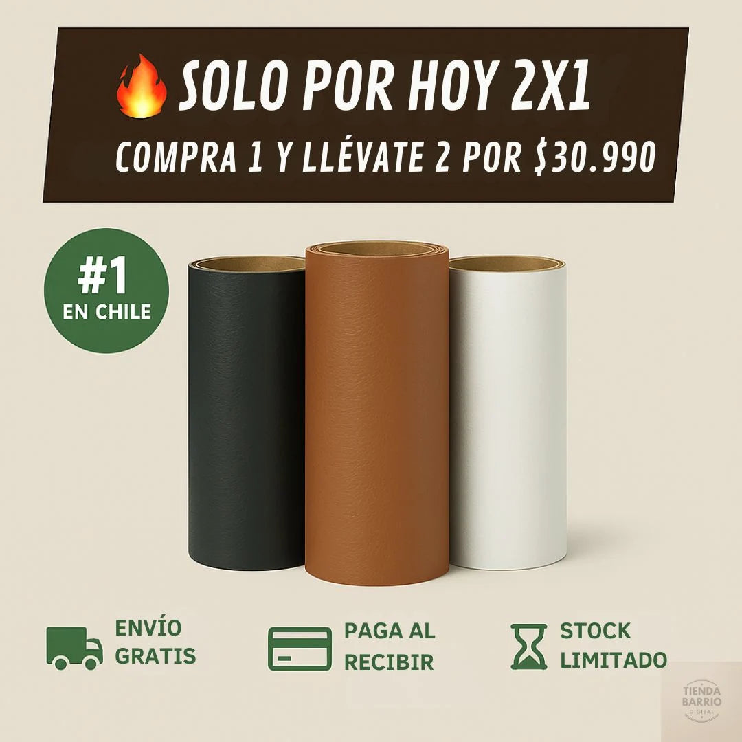 Pack 2 Rollos Adhesivos Reparador de Cuero 1.50x50 c/u - Repara de Forma Fácil y Económica